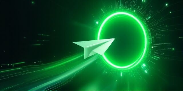 Paper airplane flying through a glowing ring of light, representing fast, reliable deliverability